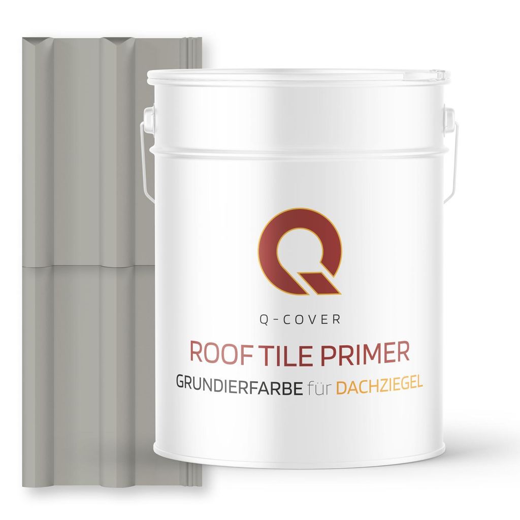 Grundierfarbe für Dachziegel Achatgrau RAL 7038 10 L | wetterfeste Dachbeschichtung | für Ziegel, Beton, Eternit | UV-beständig | Q-COVER