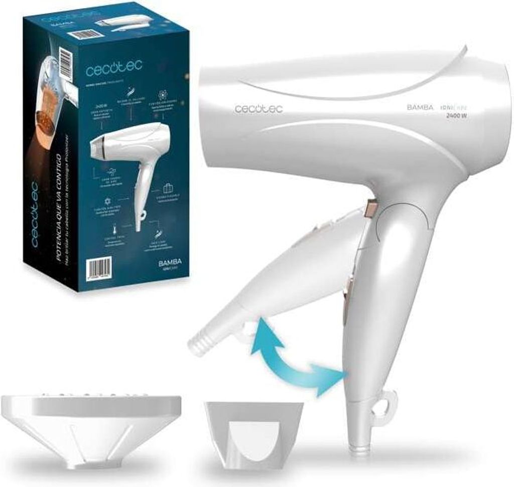Cecotec Haartrockner Faltbar Reisegeräte IoniCare Travel White 2400W Leistungsstark