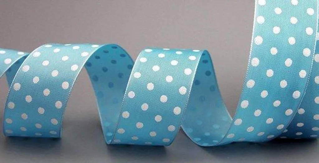 Ficelle décorative turquoise et blanche 20m x 40mm à pois Joyeuses Pâques