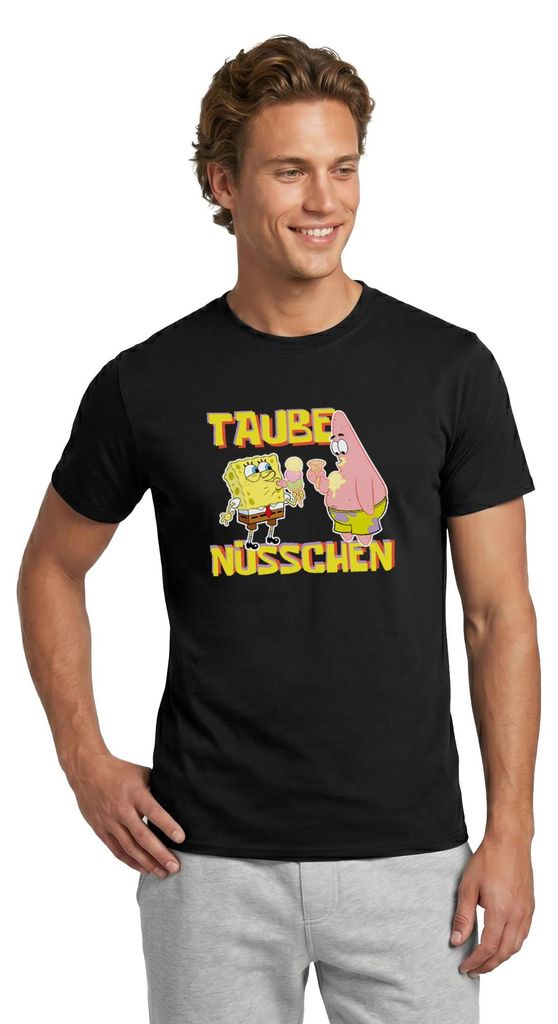 Spreadshirt SpongeBob Schwammkopf Taube Nüsschen Patrick Eis Männer T-Shirt, 4XL, Schwarz