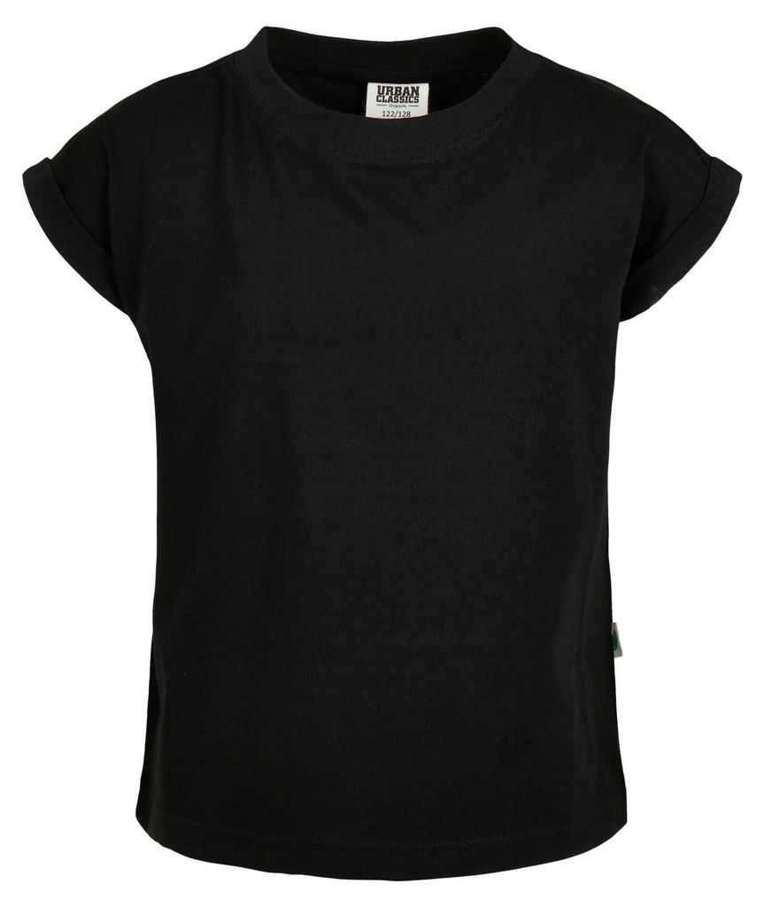 Urban Classics - T-Shirt Überschnittene Schulter für Mädchen TN1003 (116) (Schwarz)