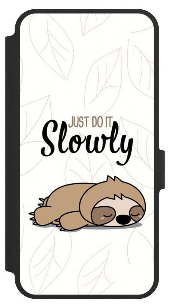 NIVOCASE Klapphülle für Samsung Galaxy A36 5G Handyhülle aus Kunst Leder NIVOflip schwarz Faultier Tiere lazy sunday