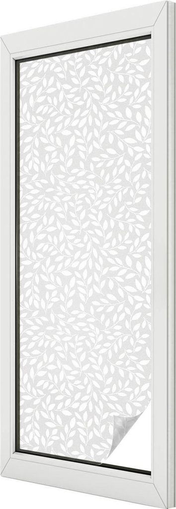Buntglas Fensterfolie – 146x50 cm – Stained-Glass Design – blickdichte dekorative Sichtschutzfolie – selbstklebend, UV-Schutz – Blattmuster