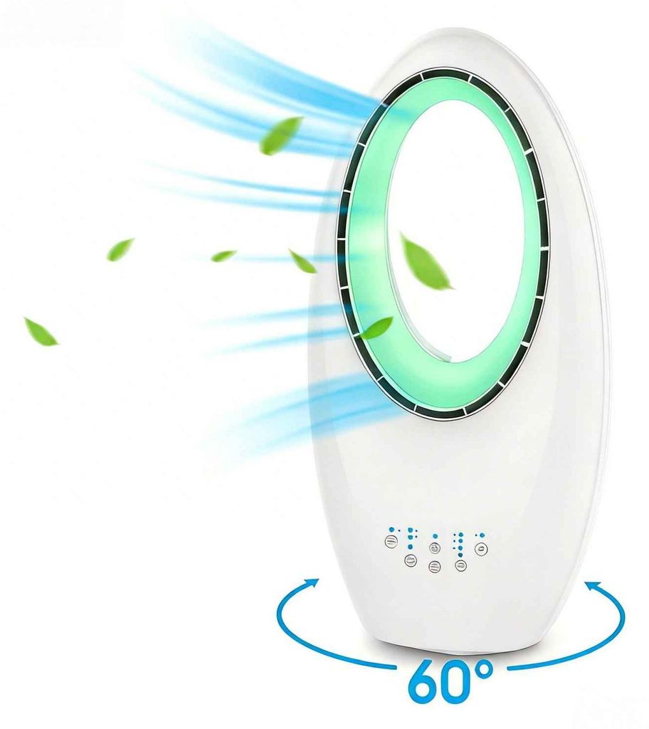 Zimilo 3-in-1 Blattloser Ventilator mit Fernbedienung und LED Display, 3 Geschwindigkeiten, 60° Oszillation, Turboventilator mit Timer, Nachtlicht
