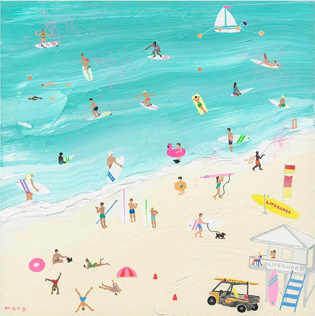 Mary Donald - bedruckt "Surf ́s Up Australia" PM9128 (30 cm x 30 cm) (Blau/Cremefarbe)