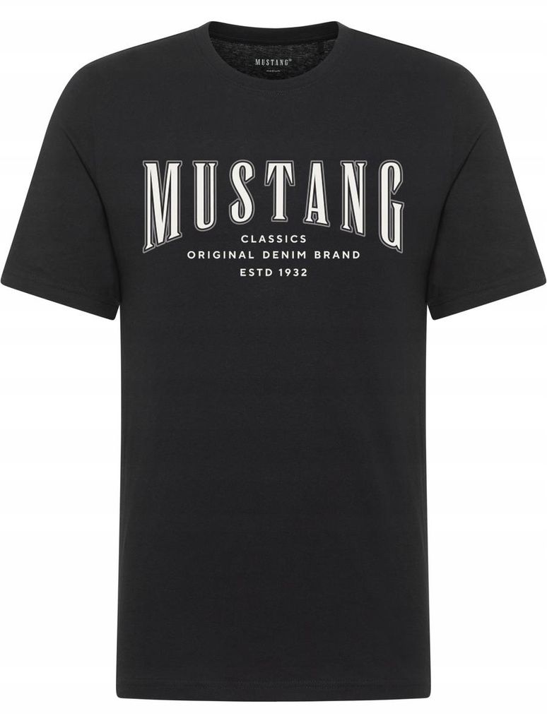 Mustang | Herren-T-Shirt aus Baumwolle, schwarz, Mustang-Stil, Alex-Logo-Print, Größe S