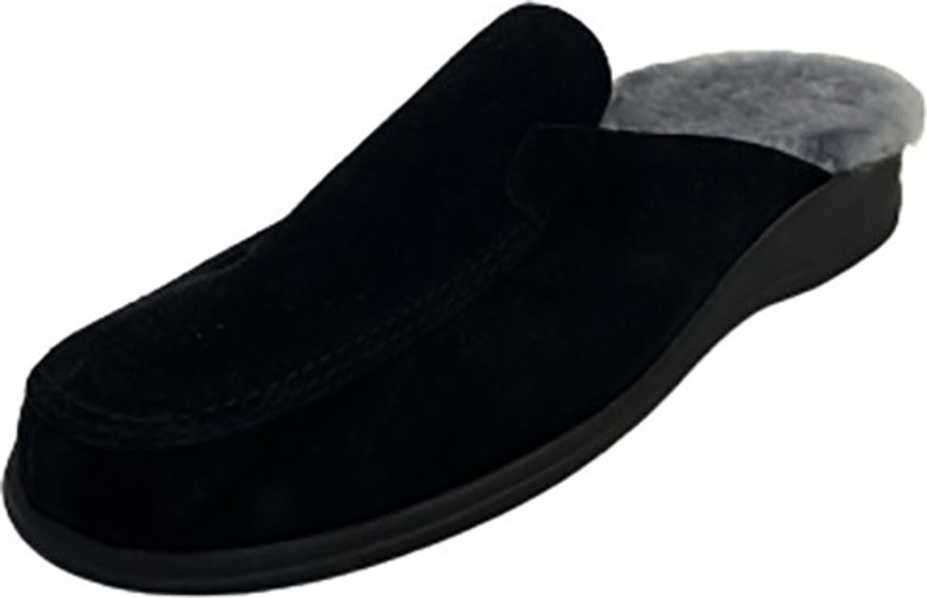 Pantoletten für Herren Slowlies Veloursleder 560 Schwarz (Größe 46)