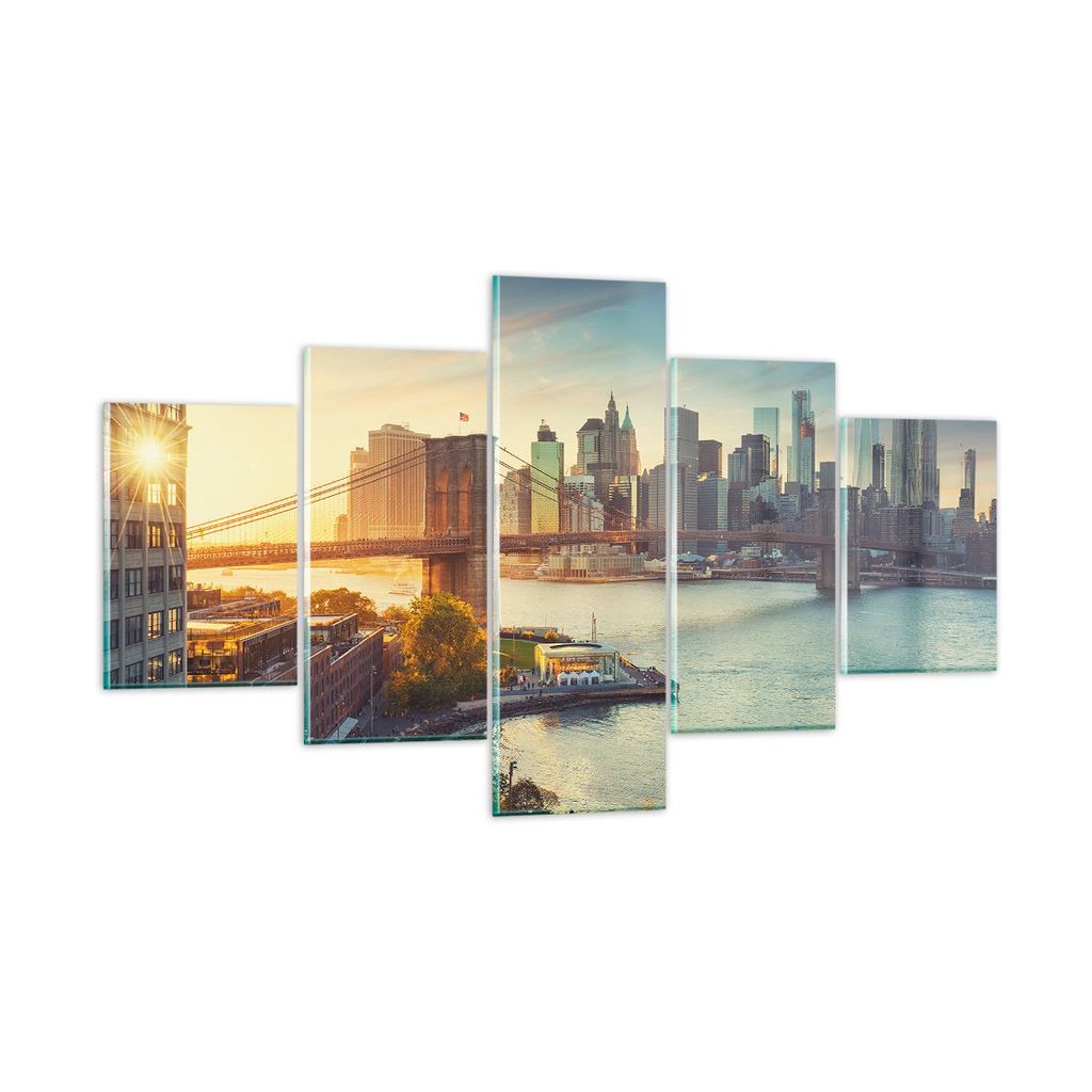 Bilder auf glas - New York Brücke - 125x70cm - Glasbilder - Wandbilder - Kunstdruck - zum Aufhängen bereit - Wanddekoration aus Glas - Glas Bilde...
