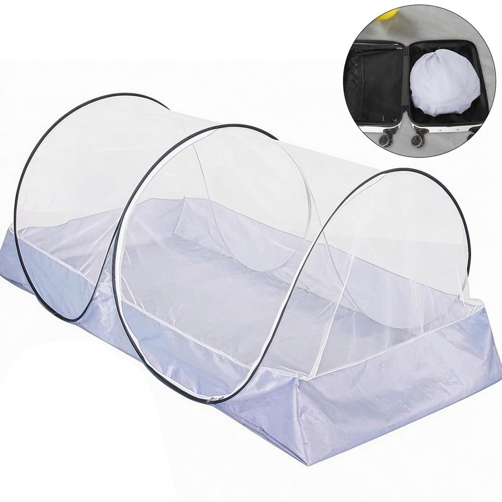 Pop-Up Moskitonetz Bett 200x100x73cm, faltbar, mit Reißverschluss, 360° Insektenschutz, für Kinder & Reisen, Camping & Zuhause
