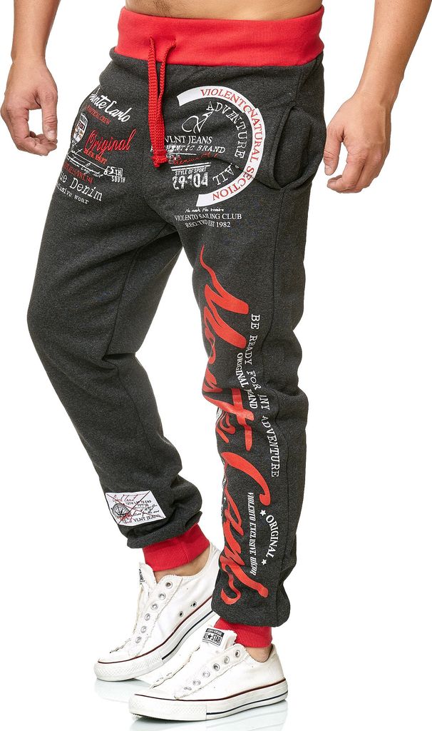 Herren Jogginghose | Monte Carlo 592 Anthrazit/Rot XL