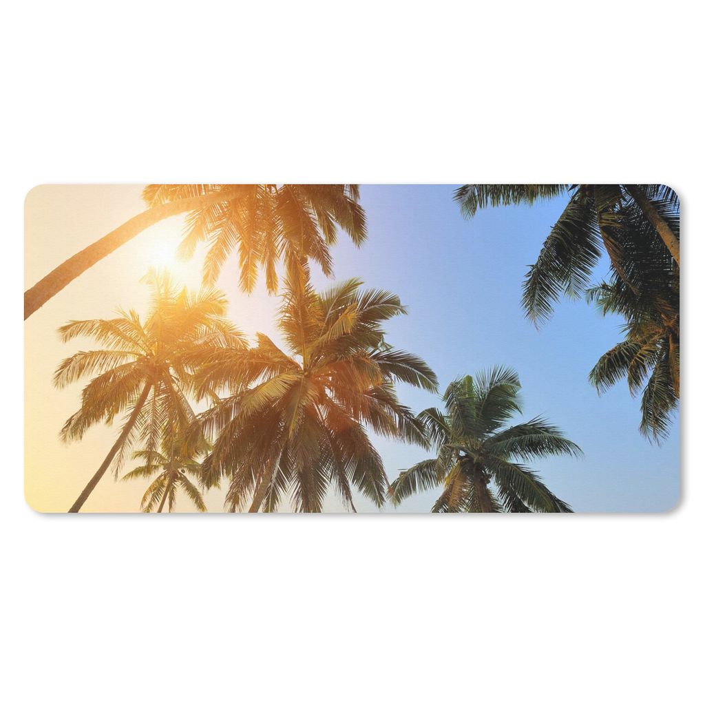 MuchoWow Schreibtischunterlage Palme - Sonne - Sommer - Tropisch 80x40 cm - XXL Mauspad - Gaming Mauspad