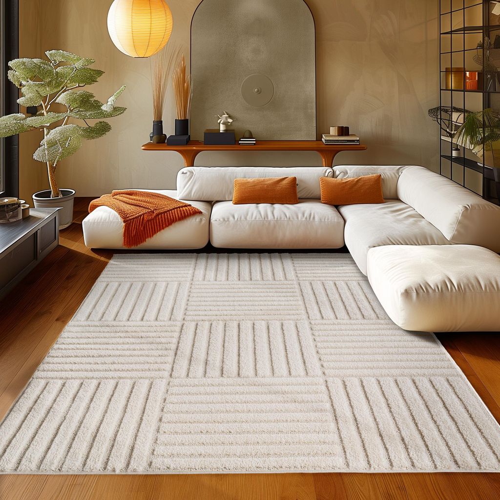 Teppium Hochflor Teppich Wohnzimmer Skandinavische Boho Design 3D Optik Teppich Shaggy Flauschig Weich, Grösse: 80x150 cm