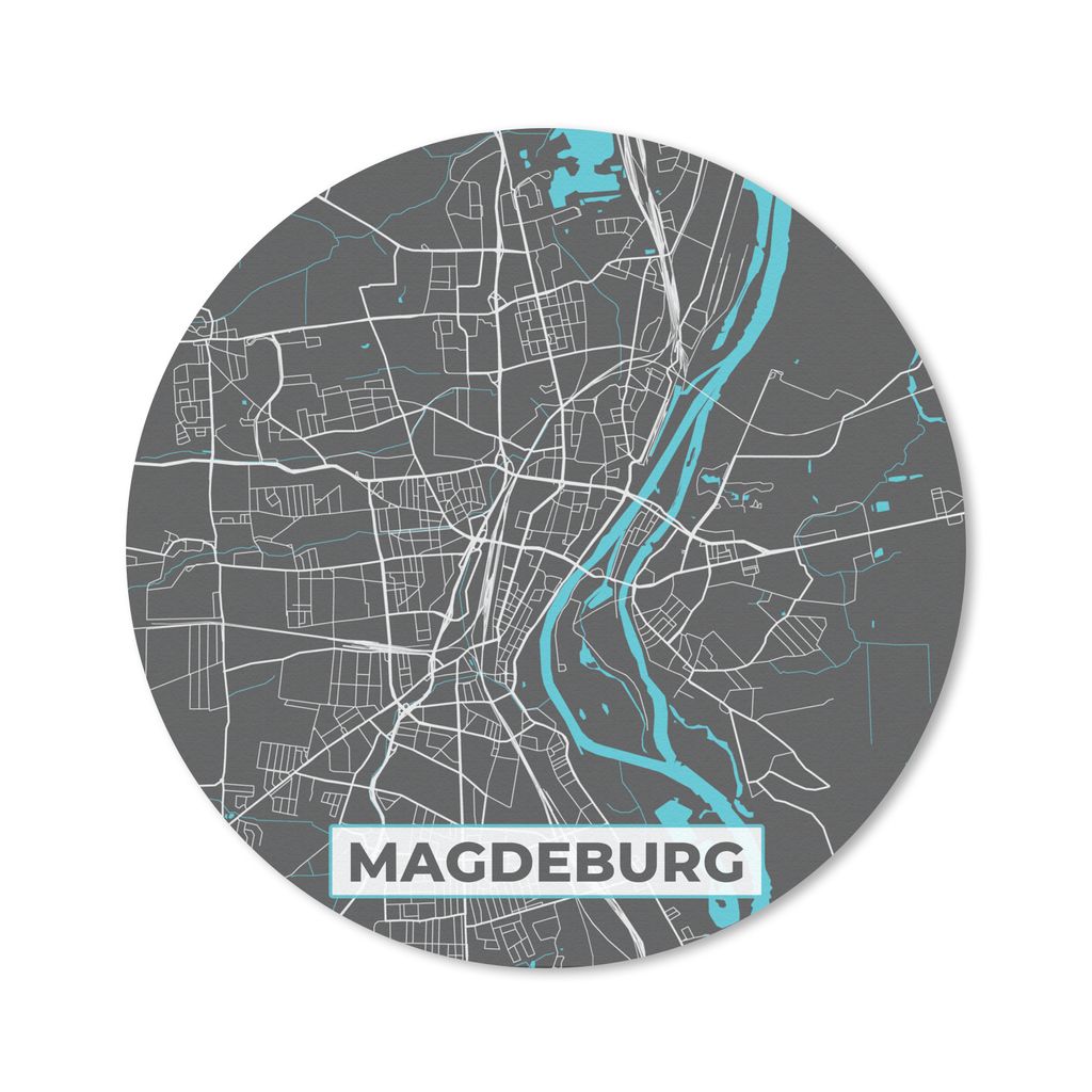 MuchoWow Mauspad Mousepad Stadtplan - Magdeburg - Deutschland - Karte 20x20 cm - Mousepads - Maus Mat - Pad - Mausunterlage - Schreibtischmatte