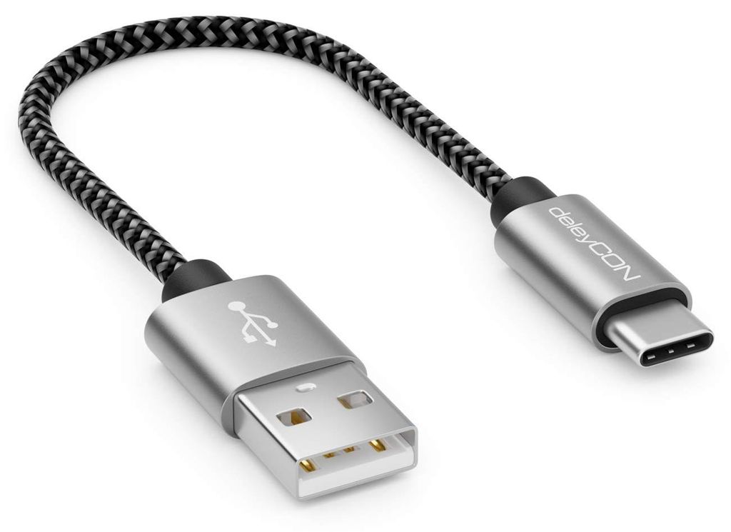 deleyCON 0,15m Nylon USB-C Kabel Ladekabel Datenkabel USB Produktbild 