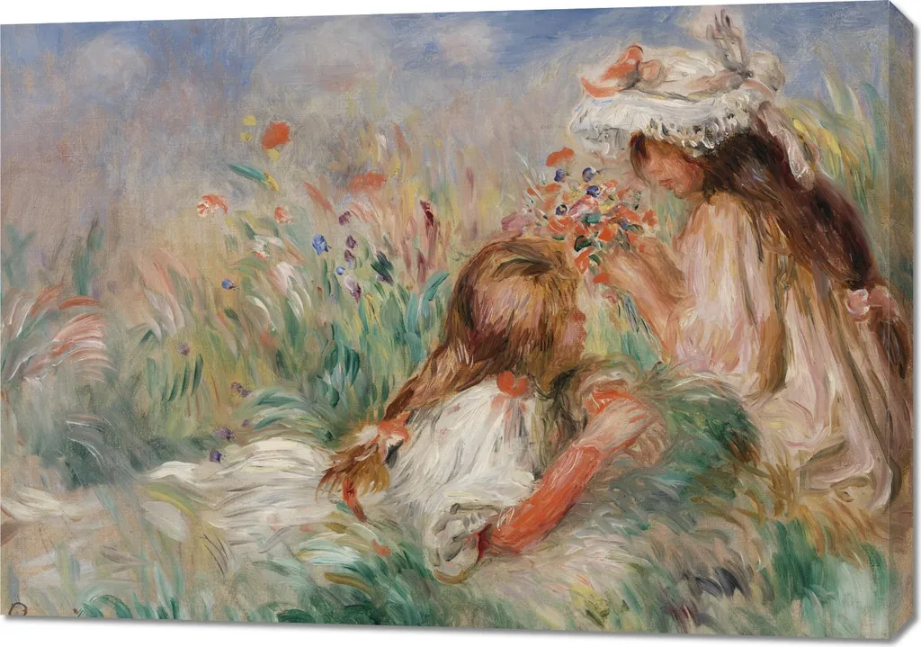 Tableau Renoir Les filles dans l'herbe pour salon grand format 100x70 cm
