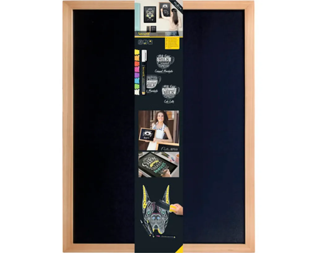 Tableau noir Securit Woody cadre teck résistant et surface lisse - 9