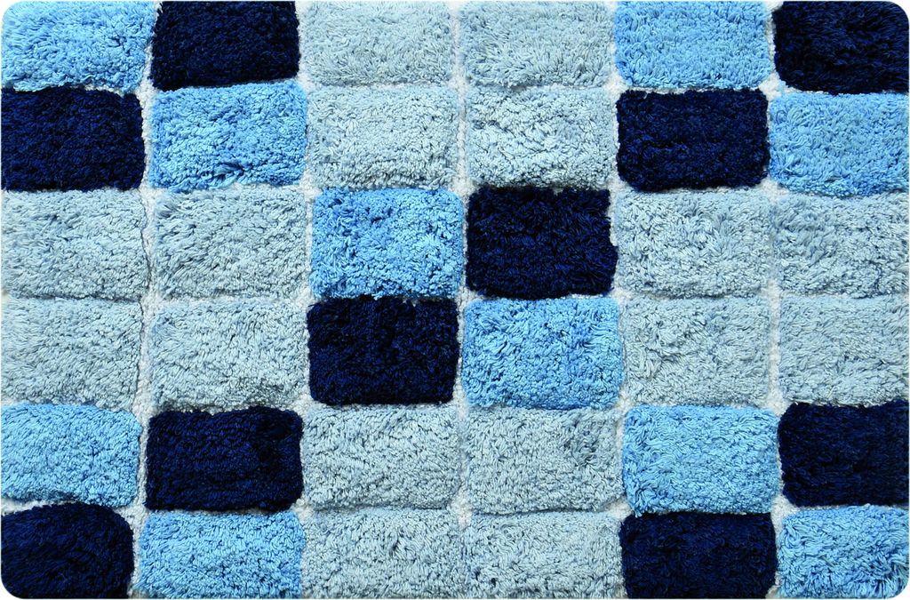 MSV Badteppich Badvorleger Mosaik Duschvorleger Hochflor Badematte 40x60 cm – Blau