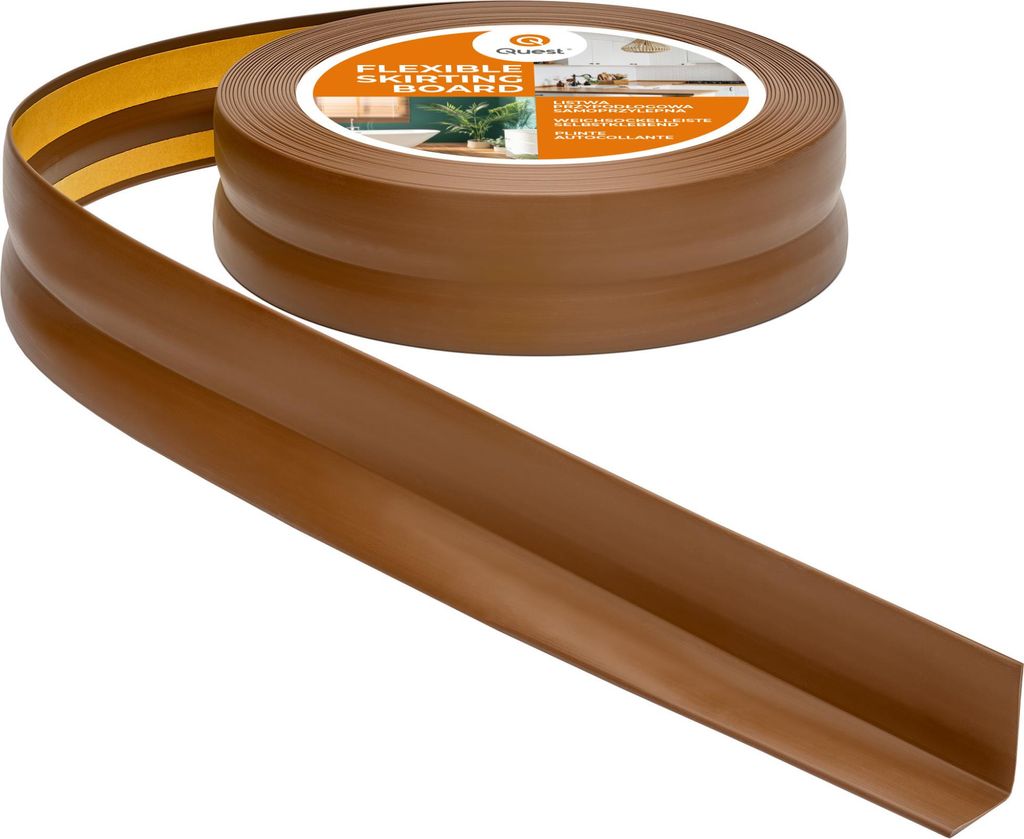 Sockelleiste Selbstklebend 32x23 mm Kunststoff, Knickleiste für Wand Boden, Flexibel Dekorativ UV-beständig, bronze, 20 m | QUEST