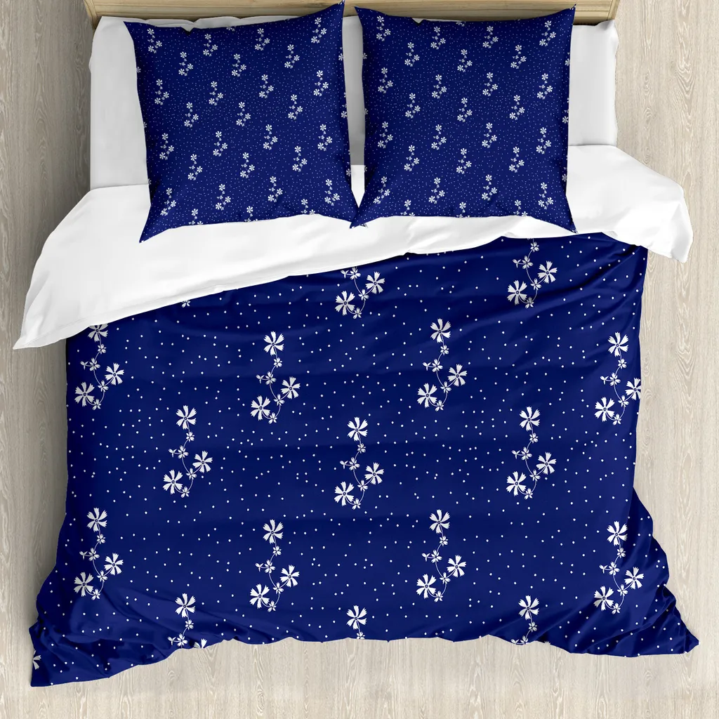 Set Copripiumino 200x200 Blu Navy Floreale - Design ABAKUHAUS