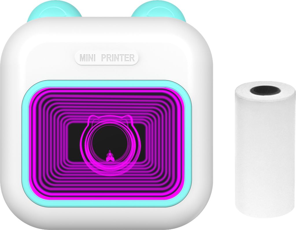 M10 Mini Thermodrucker Bluetooth Sofortbilddrucker Etikettendrucker, 7-Farben-LED-Licht, mit 1 Papierrolle (57 x 25 mm), Android iOS