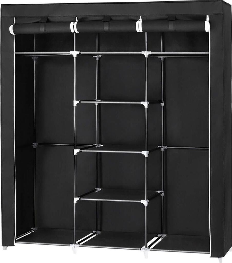 Kleiderschrank aus Stoff, 175 x 150 cm, schwarz