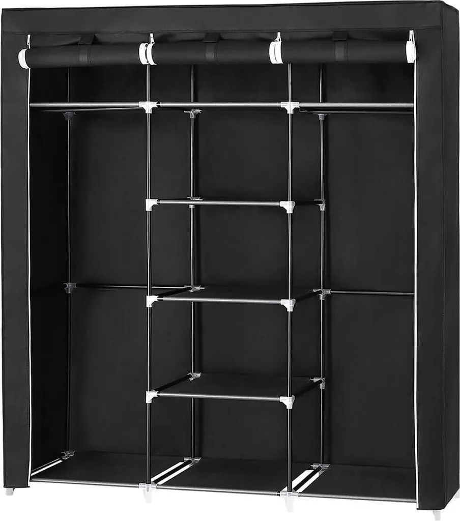 Dressing en tissu 150cm penderie souple noire pour chambre et loft