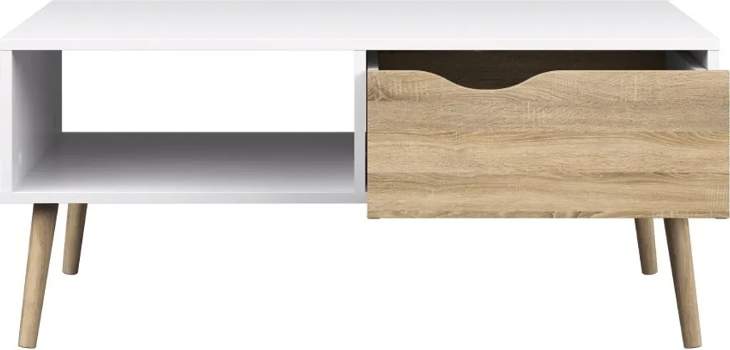 Tavolino da Salotto OSLO Bianco / Rovere | Tavolo TV Salvaspazio - 11