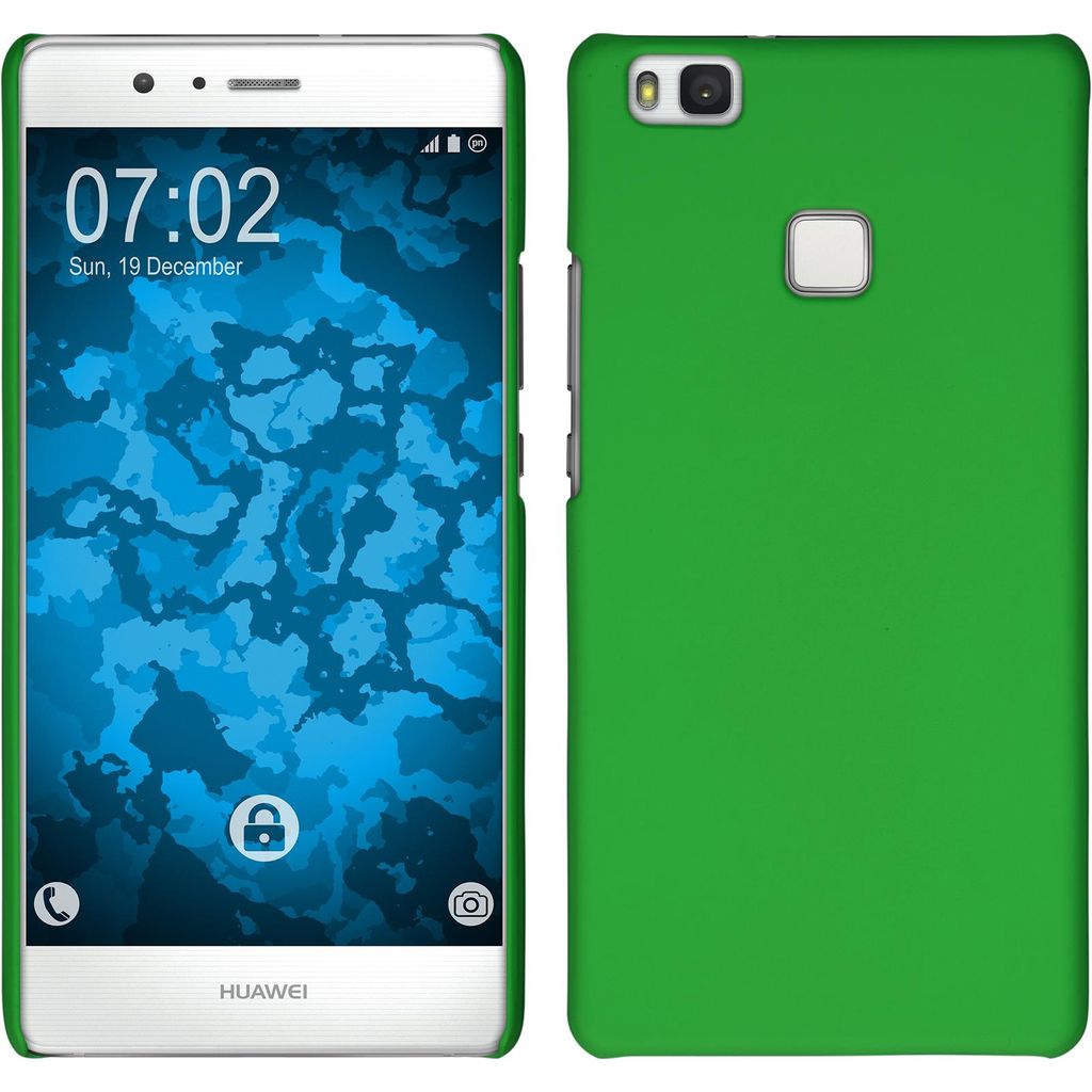 PhoneNatic Case kompatibel mit Huawei P9 Lite - Hülle grün gummiert Hard-case + 2 Schutzfolien