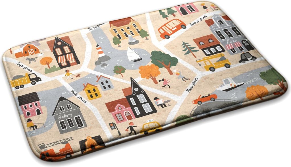 Kinderteppich Schlafzimmer Modern - 90 cm x 60 cm - Stadtplan