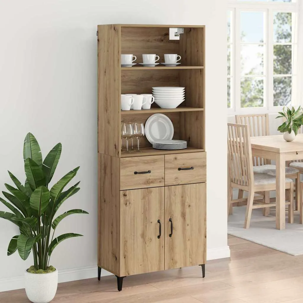vidaXL Credenza rovere artigianale 69,5 x 34 x 180 cm Materiale a base di legno - 4