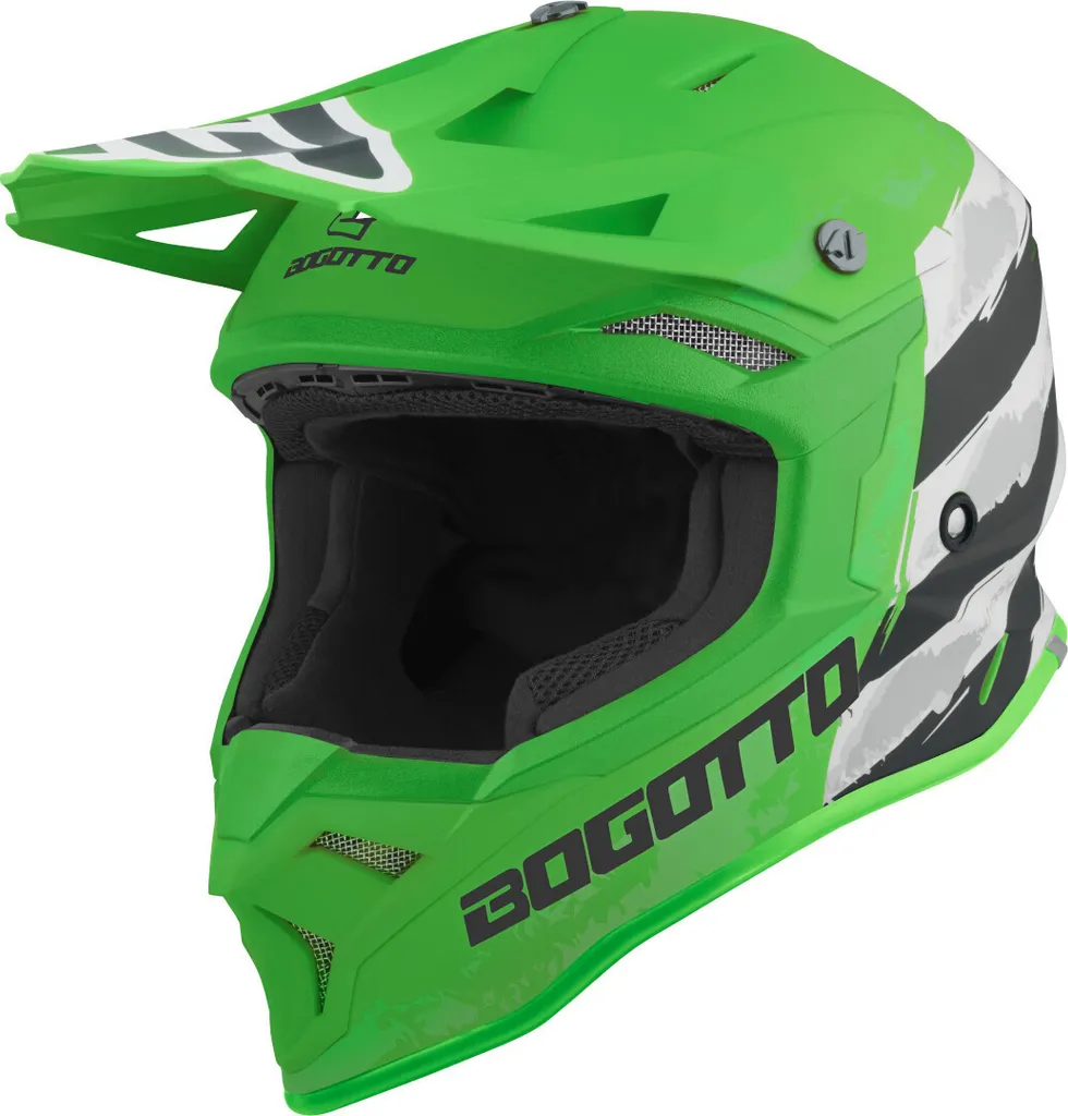 Casque Cross Bogotto V337 Wild-Ride Vert Noir Blanc en Taille L