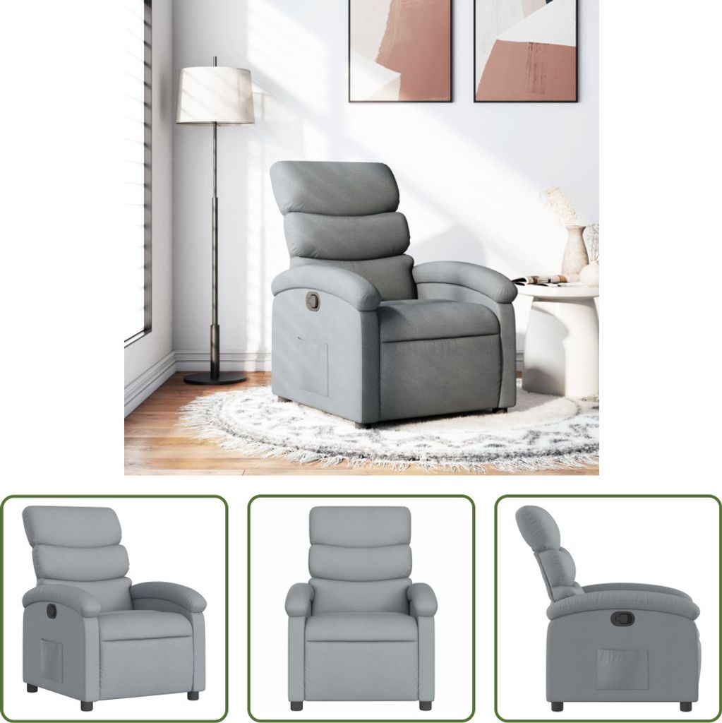 The Living Store Relaxsessel Hellgrau Stoff