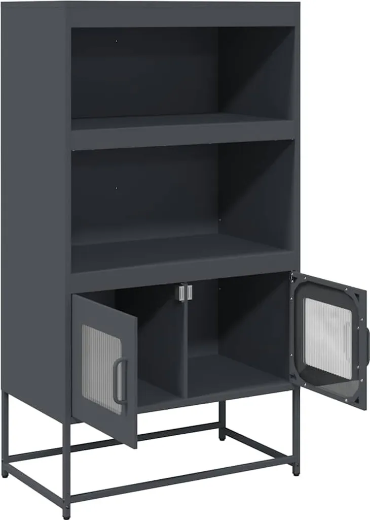 SYFAX™ Credenza Antracite Metallo 68x39x123 cm | Design Moderno Acciaio - 5