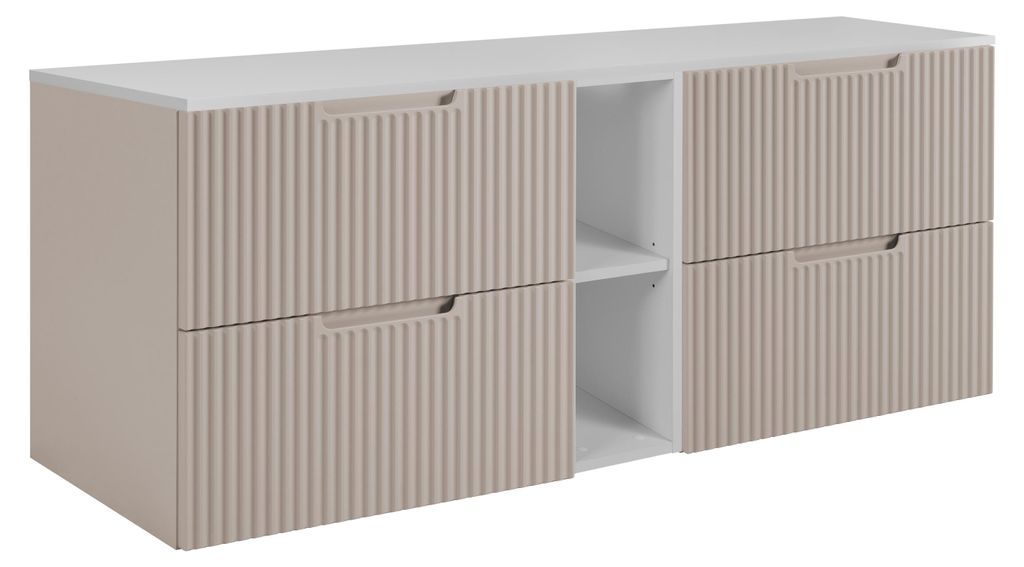 Badezimmerschrank, Kaschmir/Weiß, 140 ( 2 x 60 + 20) x 58,6 x 46 cm