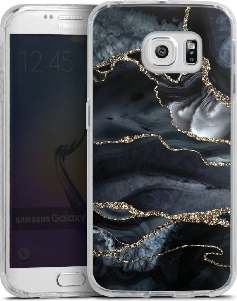 DeinDesign Handyhülle für Samsung Galaxy S6 Edge Silikon Hülle Case Smartphone Schutzhülle Glitzer Look Marmor Trends