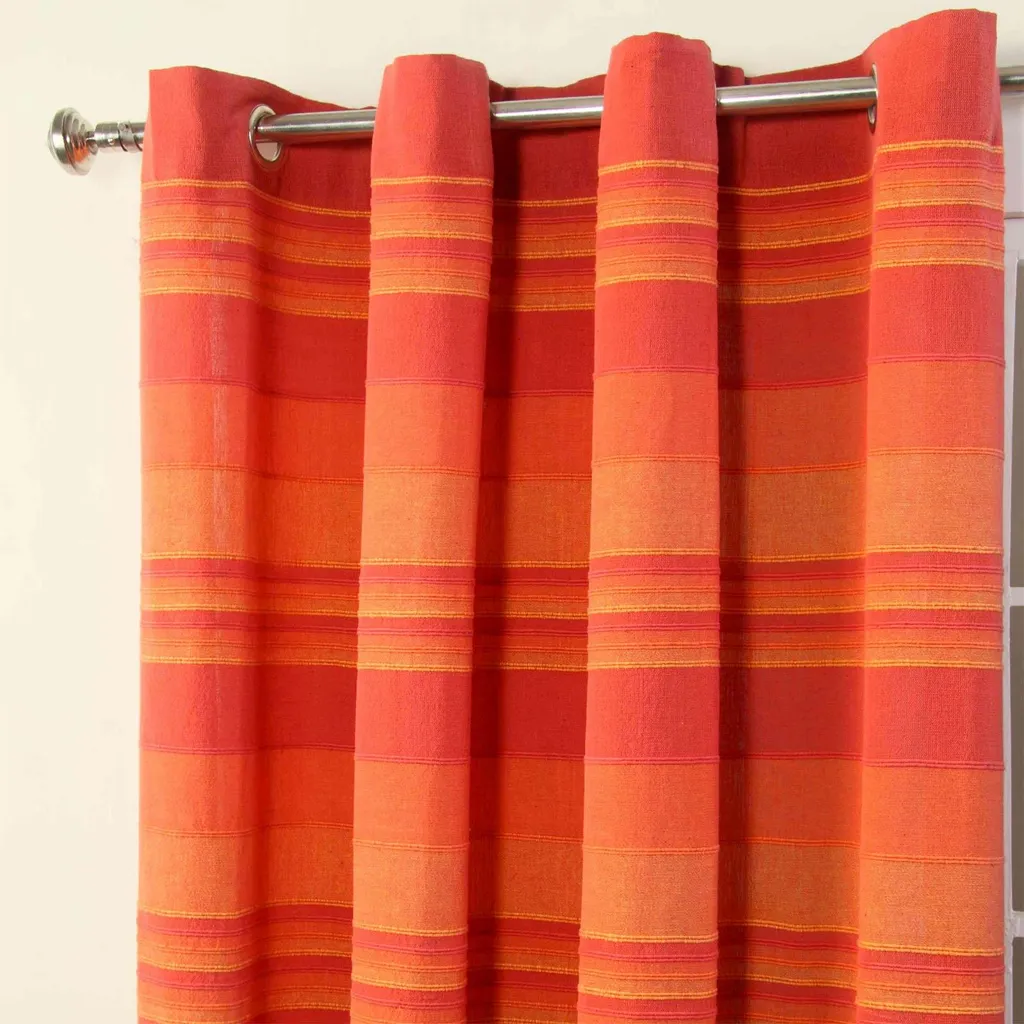 Rideau Terracotta Morocco en Coton Épais à Œillets, Lot de 2 Panneaux
