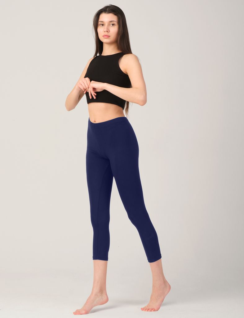 Damen Legging 3/4 Capri aus atmungsaktiver Viskose Blau Gr. Produktbild 