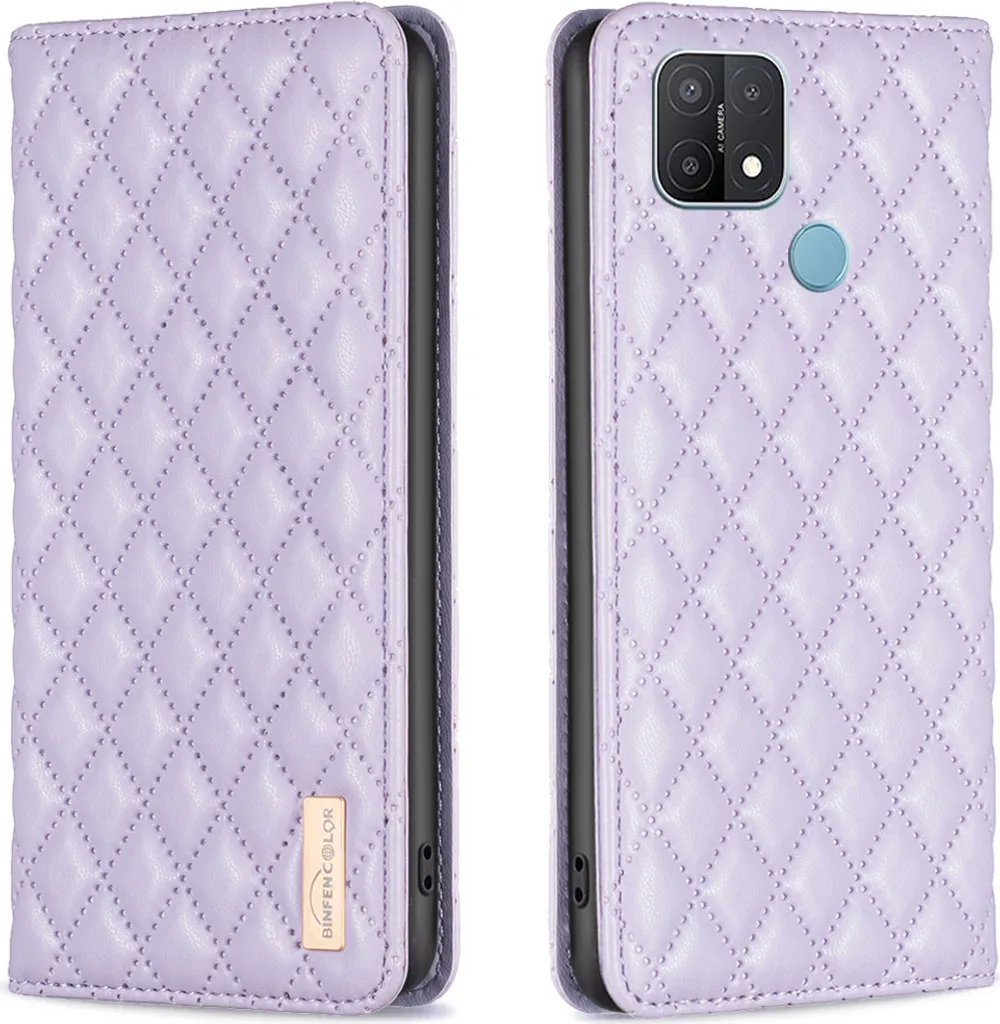 Custodia Portafoglio OPPO A15: Cover Viola Antiurto con Supporto Video