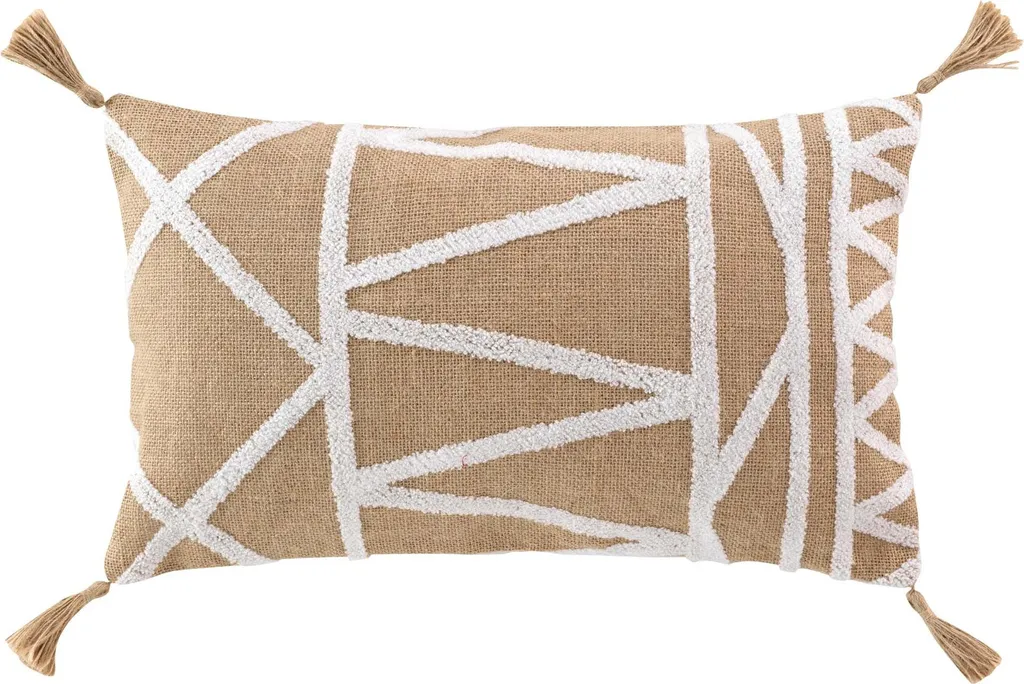 Coussin rectangulaire ASMARA 30x50 cm : Matières naturelles jute et coton