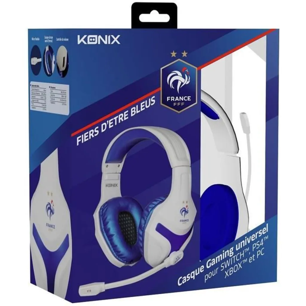 Micro-Casque Gamer Konix PS400 FFF Blanc Multiplateforme PS4 Switch