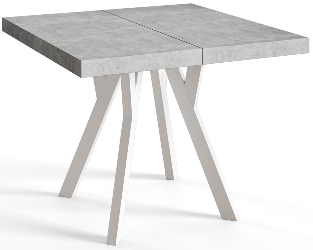 AlpiMeble Quadratischer Esstisch Ausziehbar, Tisch mit Holzbeinen, stabile Konstruktion, Größe: 80-180 cm, Graphit , Kollektion Rico