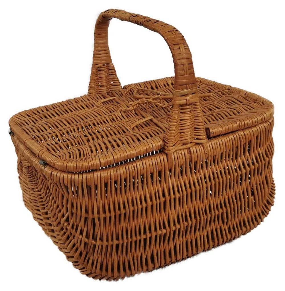 Picknickkorb aus Weide mit Deckel Braun 43x30x38 cm Rechteckig