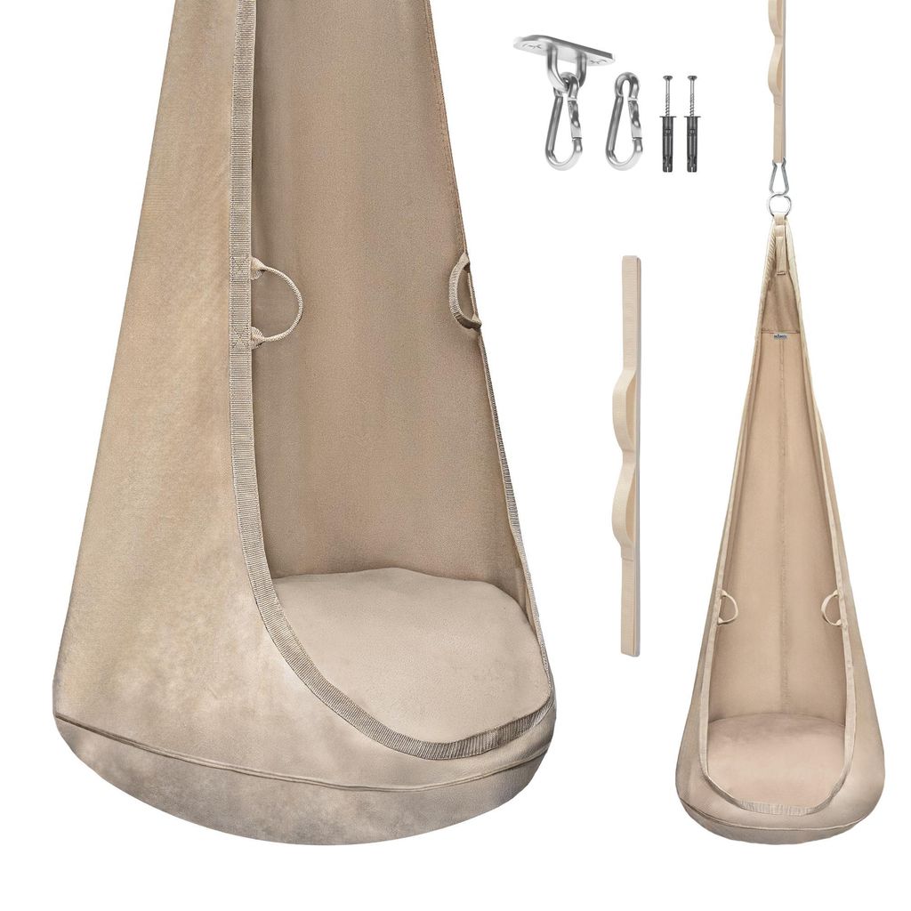 MAMOI Hängesessel Kinder aus Velvet – Hängekokon & Cocoon Hängehöhle für Kinder, Hängesack mit Kissen & Haken, weicher Velvet-Sitz, Kinde...