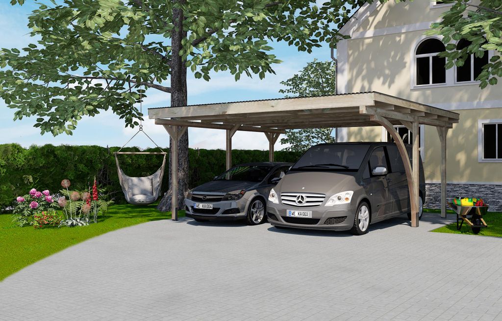 Doppelcarport 616 A mit Rundbogen B x T x H 500 x 500 x 239