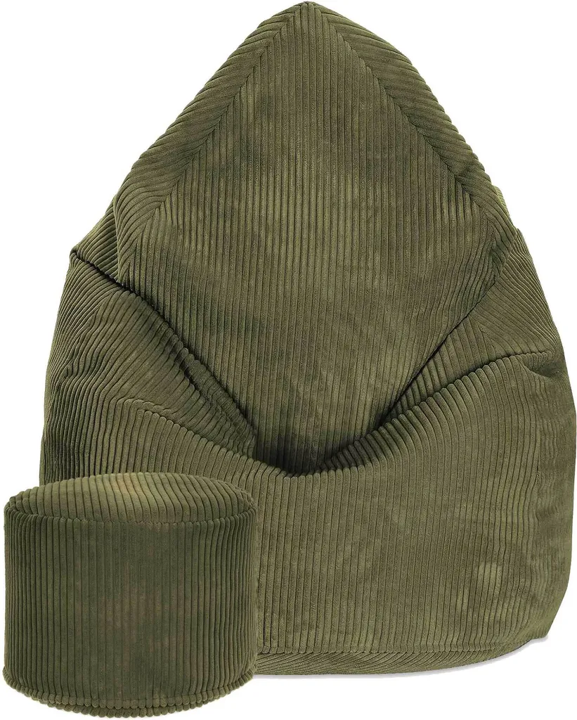 Poltrona Sacco Dreamroots 80x120 Dark Olive con Poggiapiedi