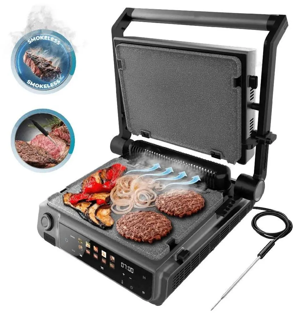 Gril électrique Smash Burger Cecotec 2000W avec capteur PerfectCook