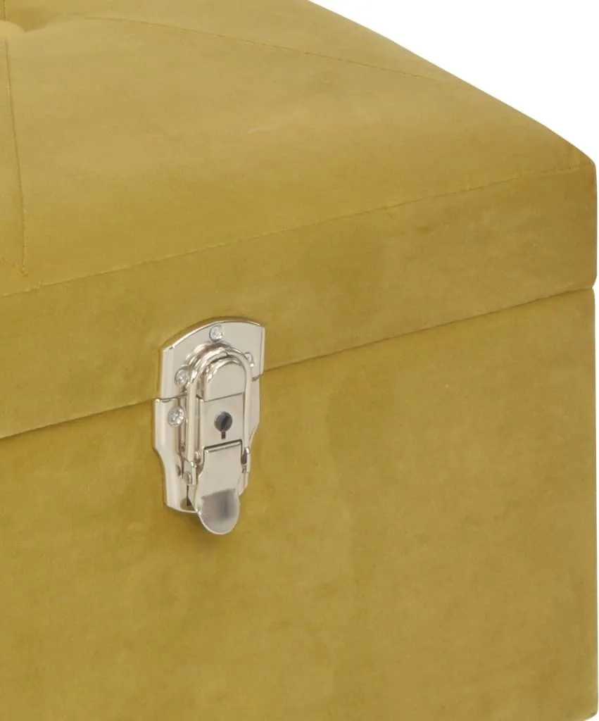 Banc avec rangement 105 cm velours jaune moutarde - Coffre élégant