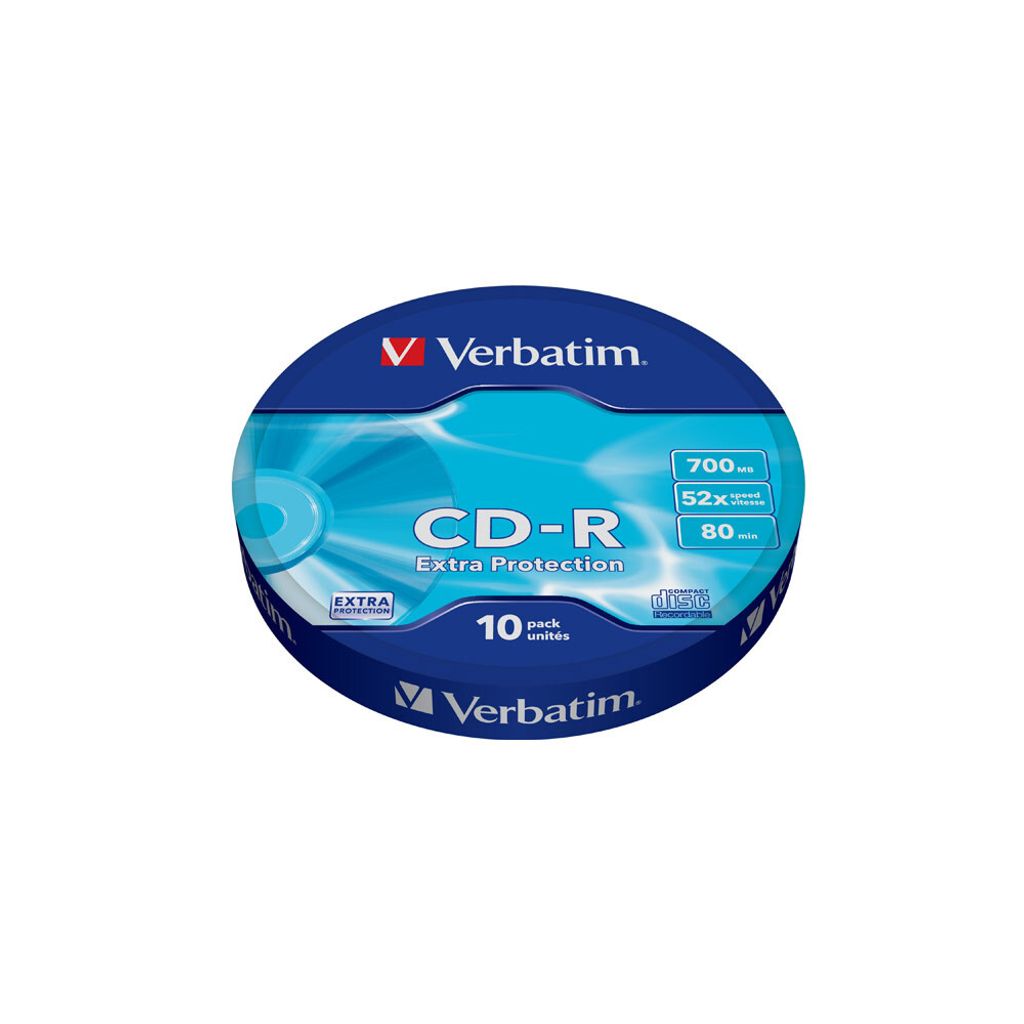 A round package of Verbatim CD-Rs is shown against a white background.