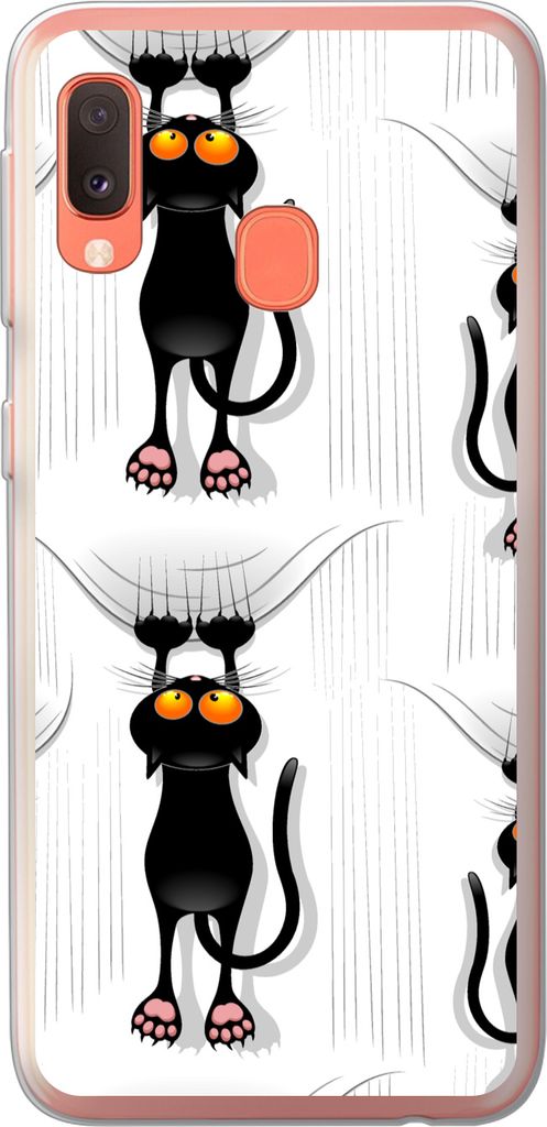 MuchoWow Handyhülle Schutzhülle Hülle für Telefoonhoesje Samsung Galaxy A20e Muster - Katze - Schwarz - Jungen - Mädchen - Kinder - Kinder S...
