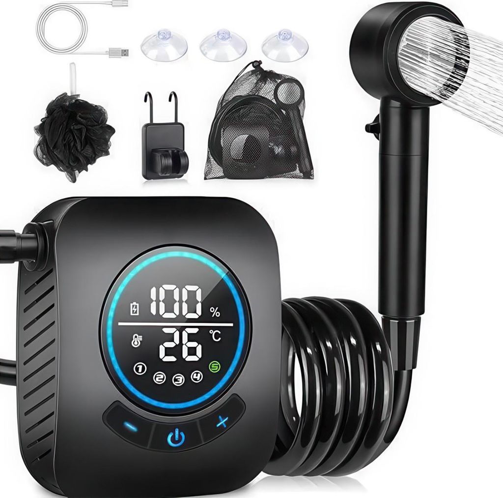 Camping-Dusche mit 3 Modi, LED-Display Mobile Duschen, Reise und Outdoor-Einsatz, Gartenduschen